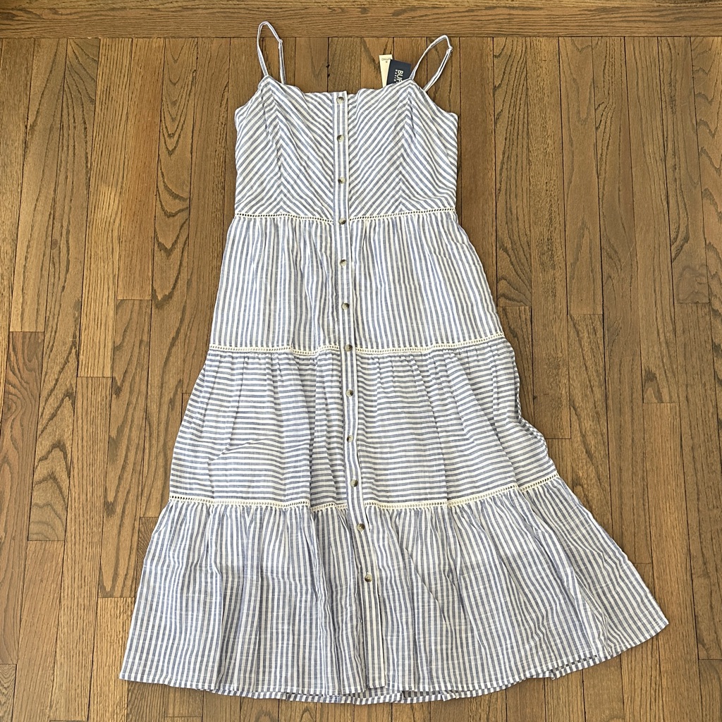 Nwt Buffalo Striped Button-Down Midi Sundress